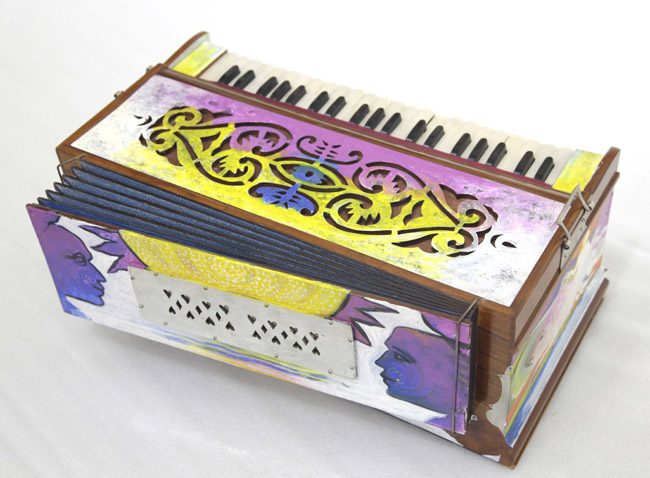 A harmonium painted by the artist