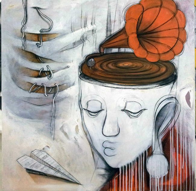 Mixed media on canvas by Amit Dutt