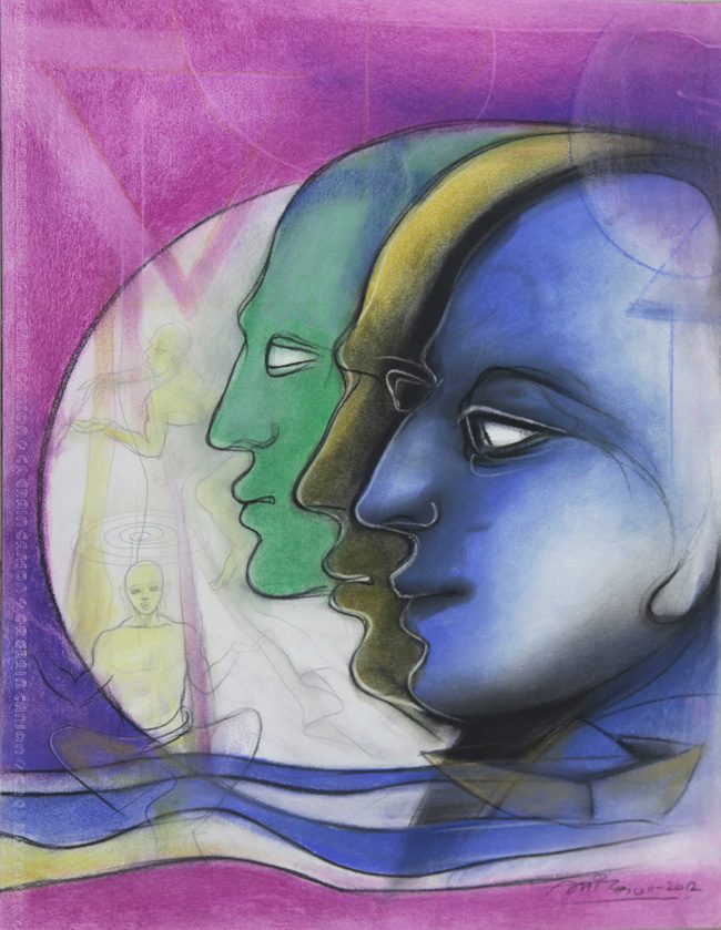 Dry pastel on paper by Amit Dutt